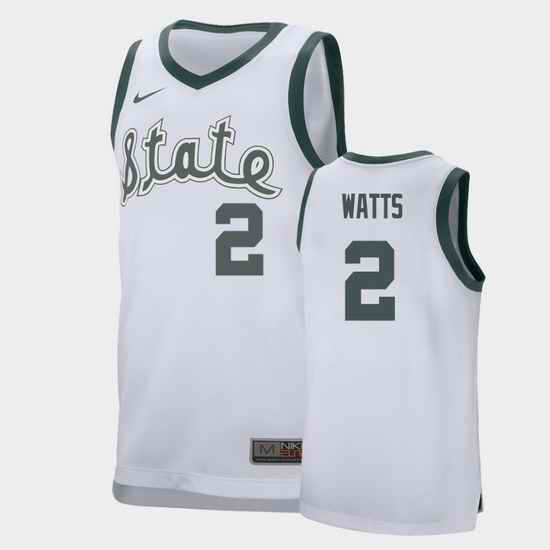 Men Michigan State Spartans Rocket Watts College Basketball White Replica Jersey